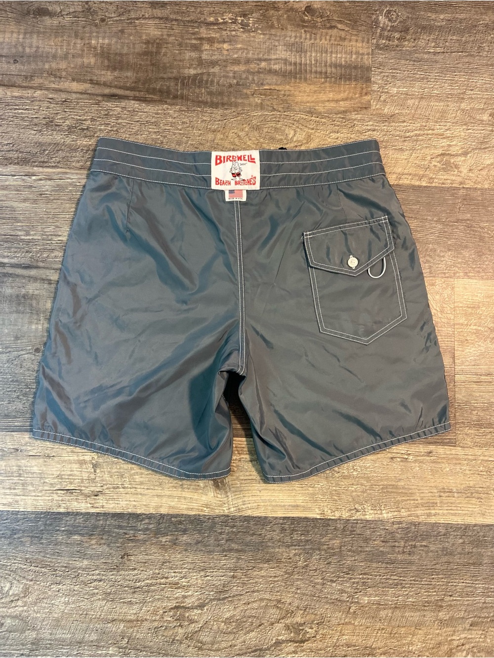 Birdwell Beach Britches Slate Blue Surf Board Shorts Swim Trunks Size 34 USA Vtg